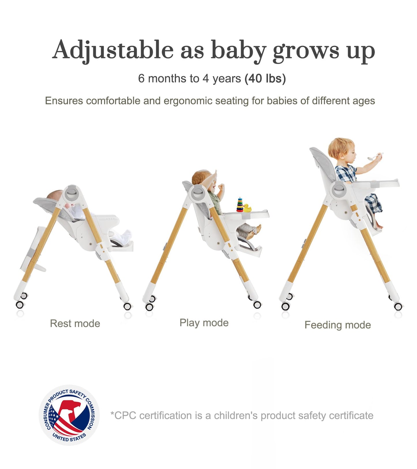 Mallify Convertible Baby High Chair with Adjustable Height & Tray – Portable Design