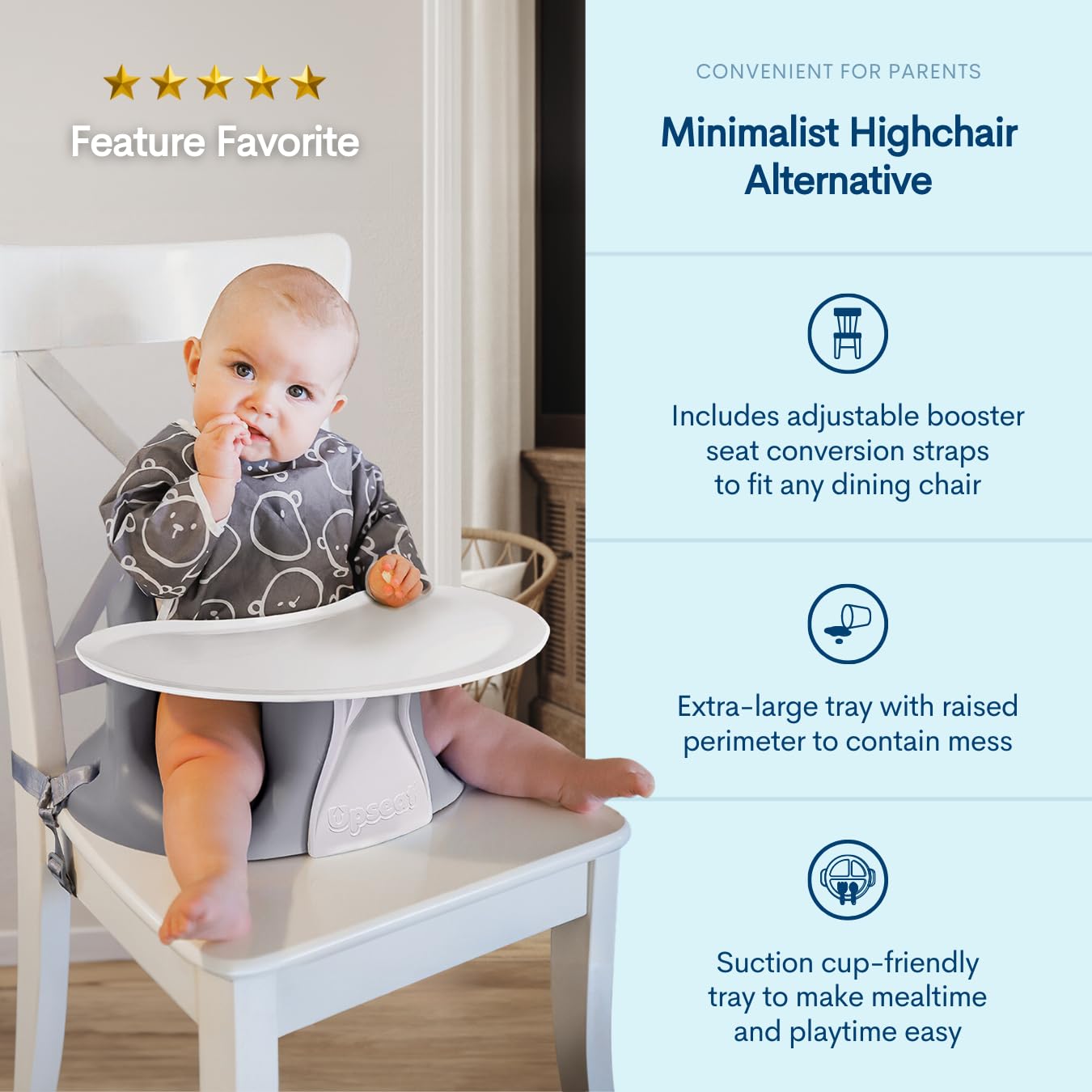 Upseat Ergonomic Baby Seat with Tray – Floor & Booster, 4–24 Months