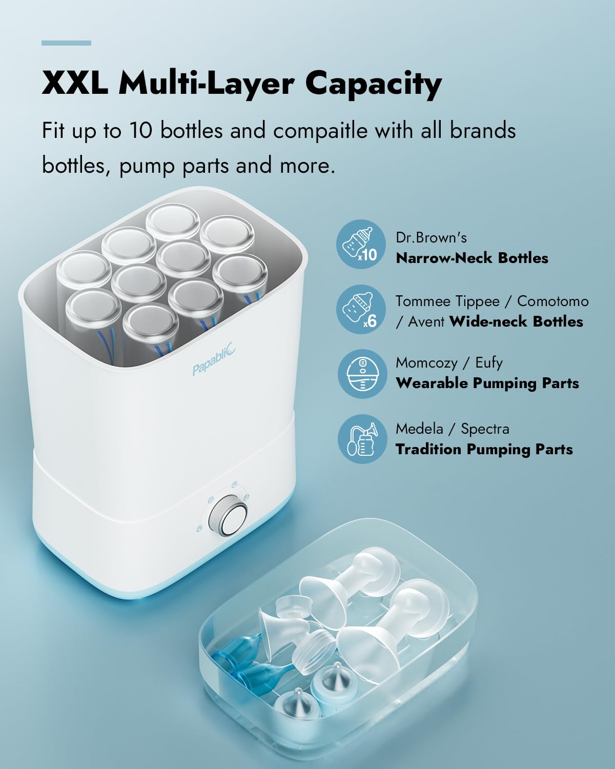 Papablic Pro Baby Bottle Sterilizer & Dryer โ Large Capacity