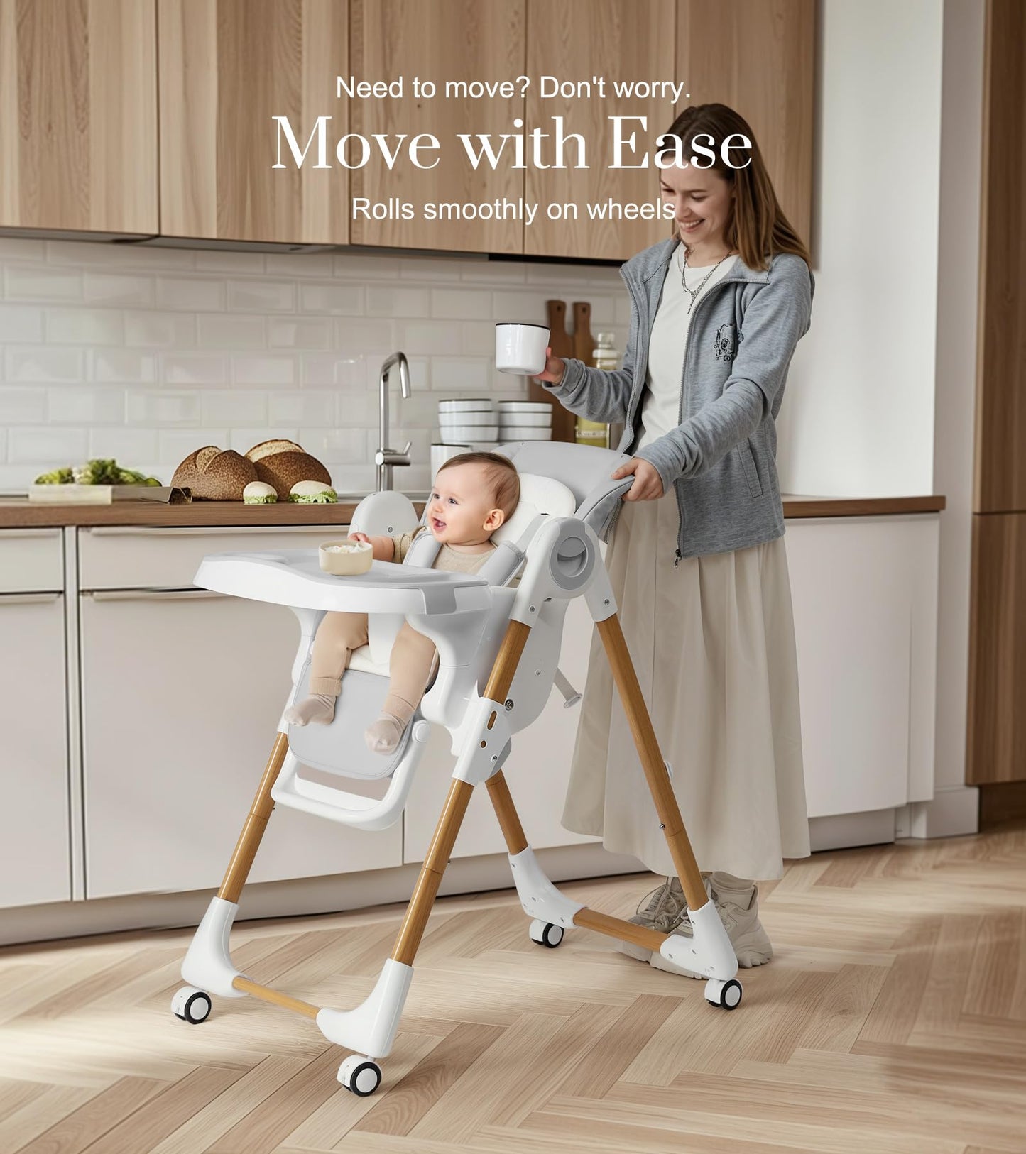 Mallify Convertible Baby High Chair with Adjustable Height & Tray – Portable Design
