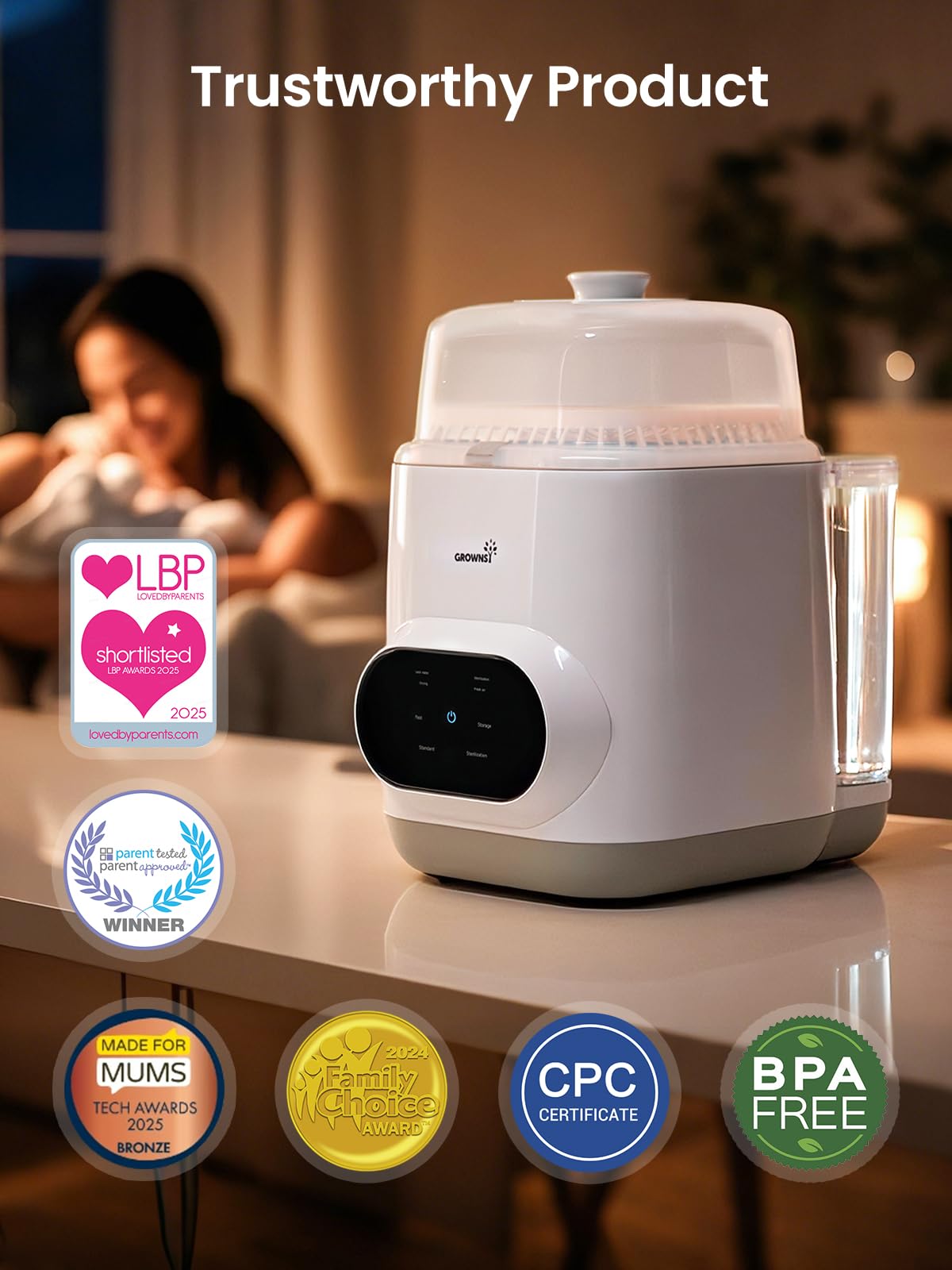 Grownsy EaseClean Bottle Washer Pro – Washer, Sterilizer & Dryer Combo