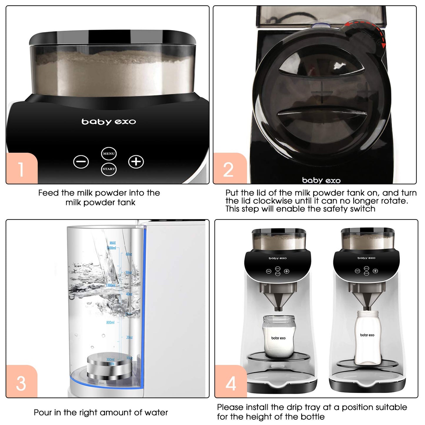 BabyEXO Automatic Formula Dispenser & Warmer – Electric Mixing Machine