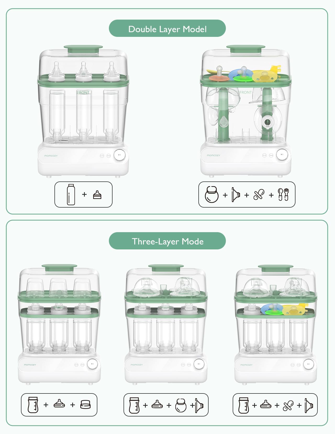 Momcozy Large 3-Layer Bottle Sterilizer & Dryer – Touch Screen Control