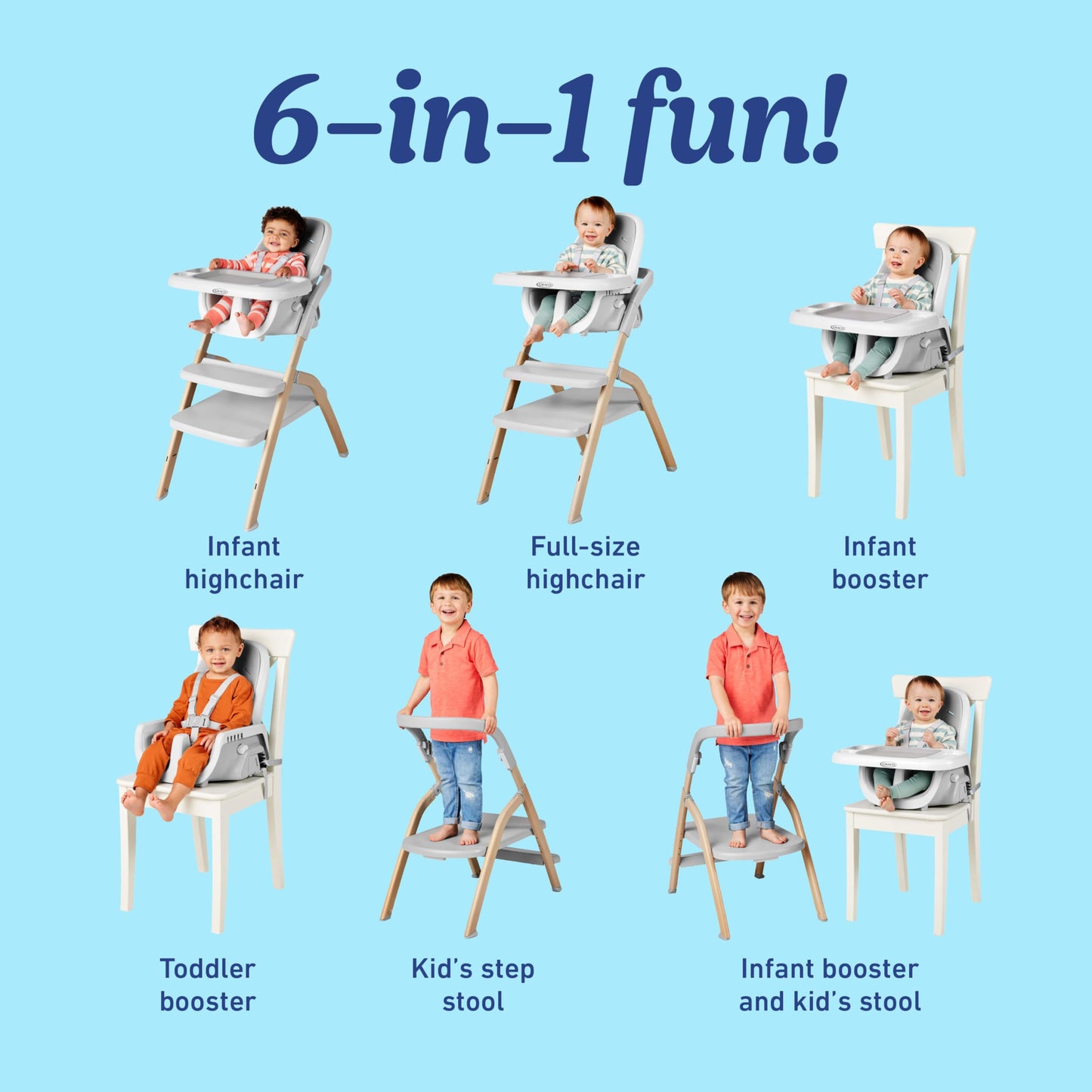 Graco EveryStep 6-in-1 Slim Convertible High Chair – Misty Grey