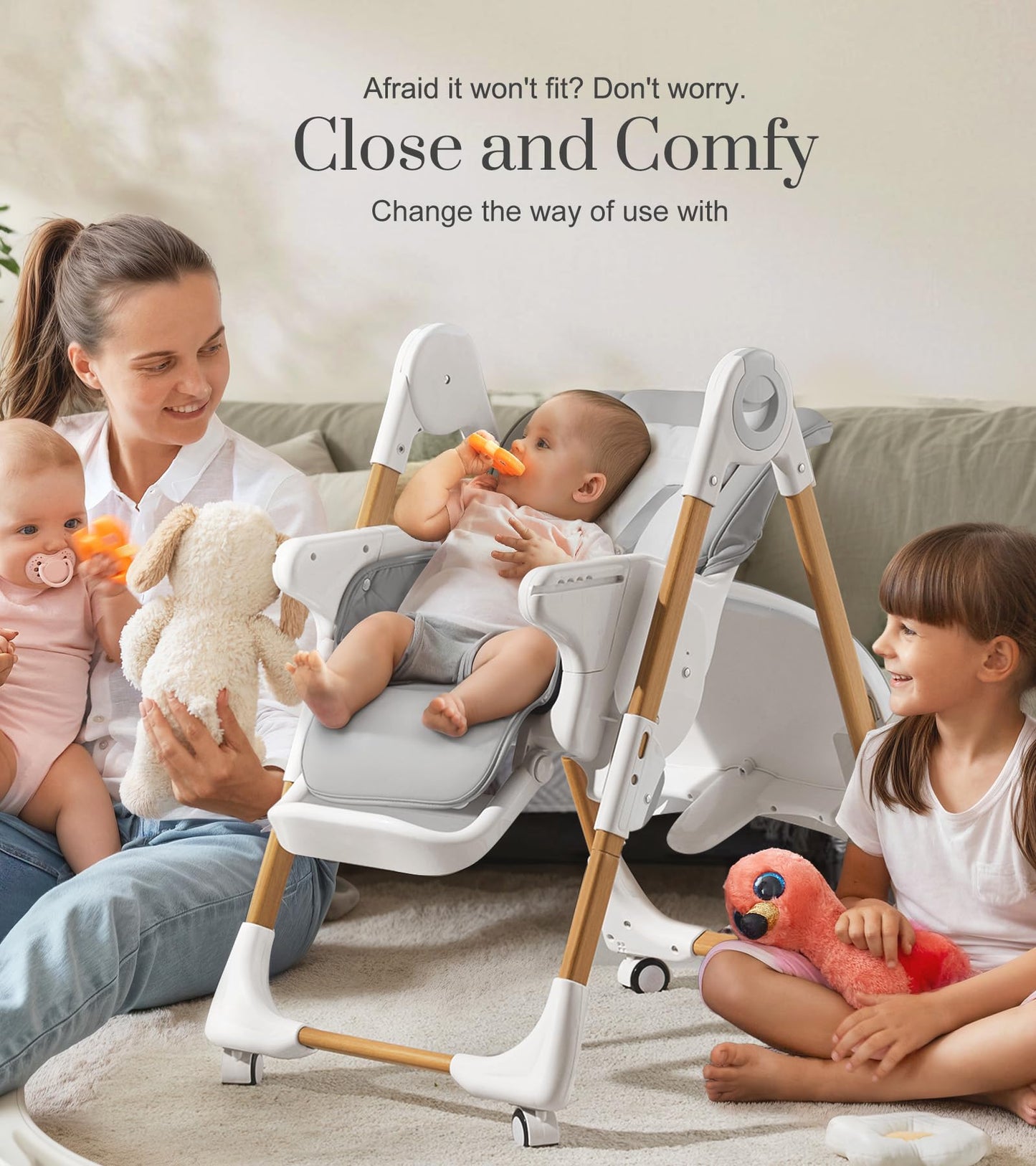 Mallify Convertible Baby High Chair with Adjustable Height & Tray – Portable Design