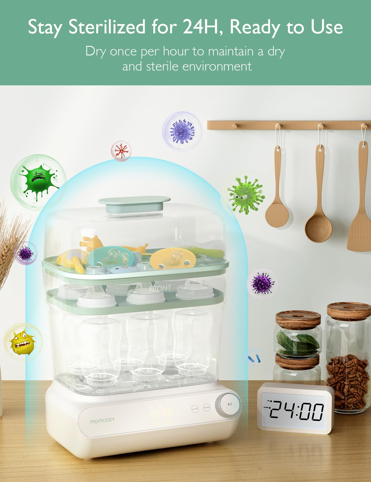 Momcozy Large 3-Layer Bottle Sterilizer & Dryer – Touch Screen Control