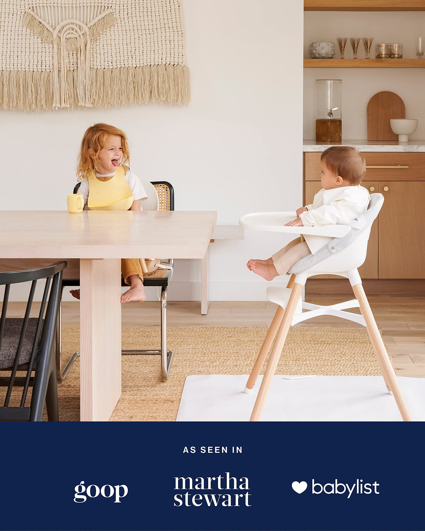 Lalo 3-in-1 Convertible Baby High Chair with Tray – Coconut White