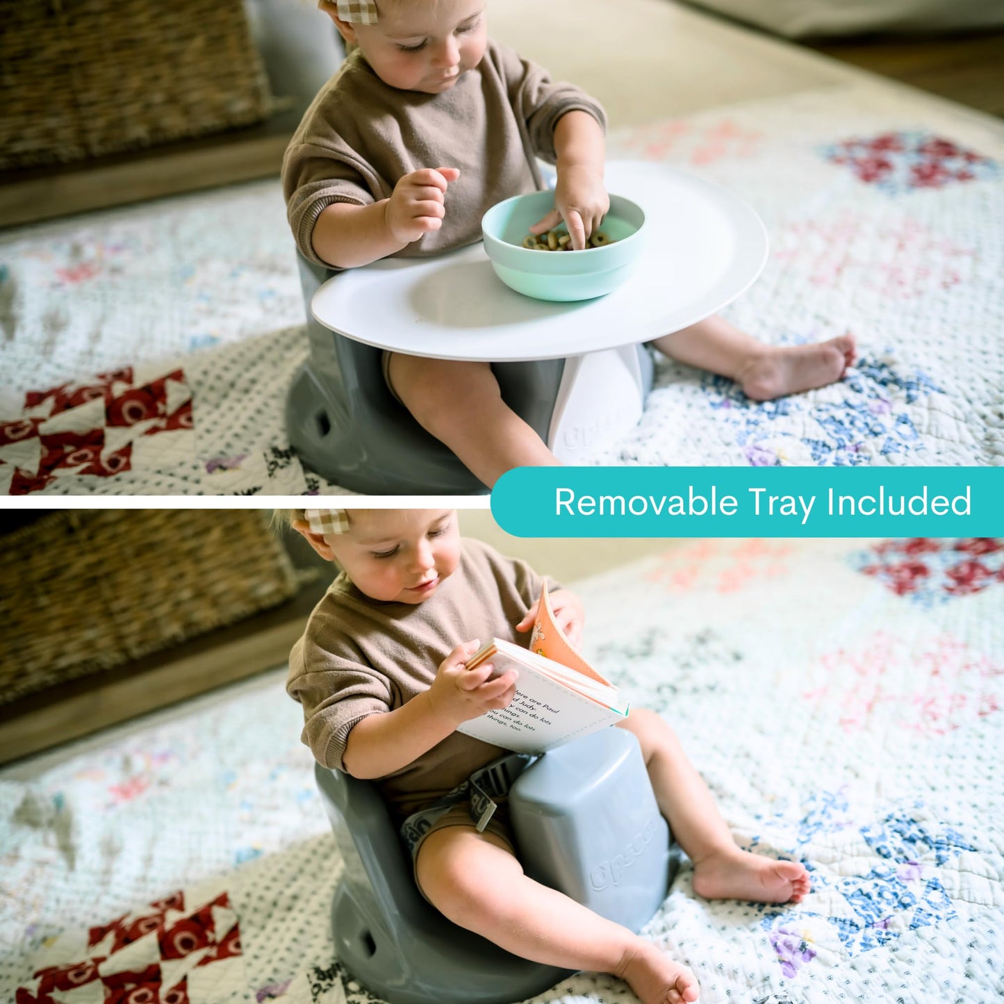 Upseat Ergonomic Baby Seat with Tray – Floor & Booster, 4–24 Months