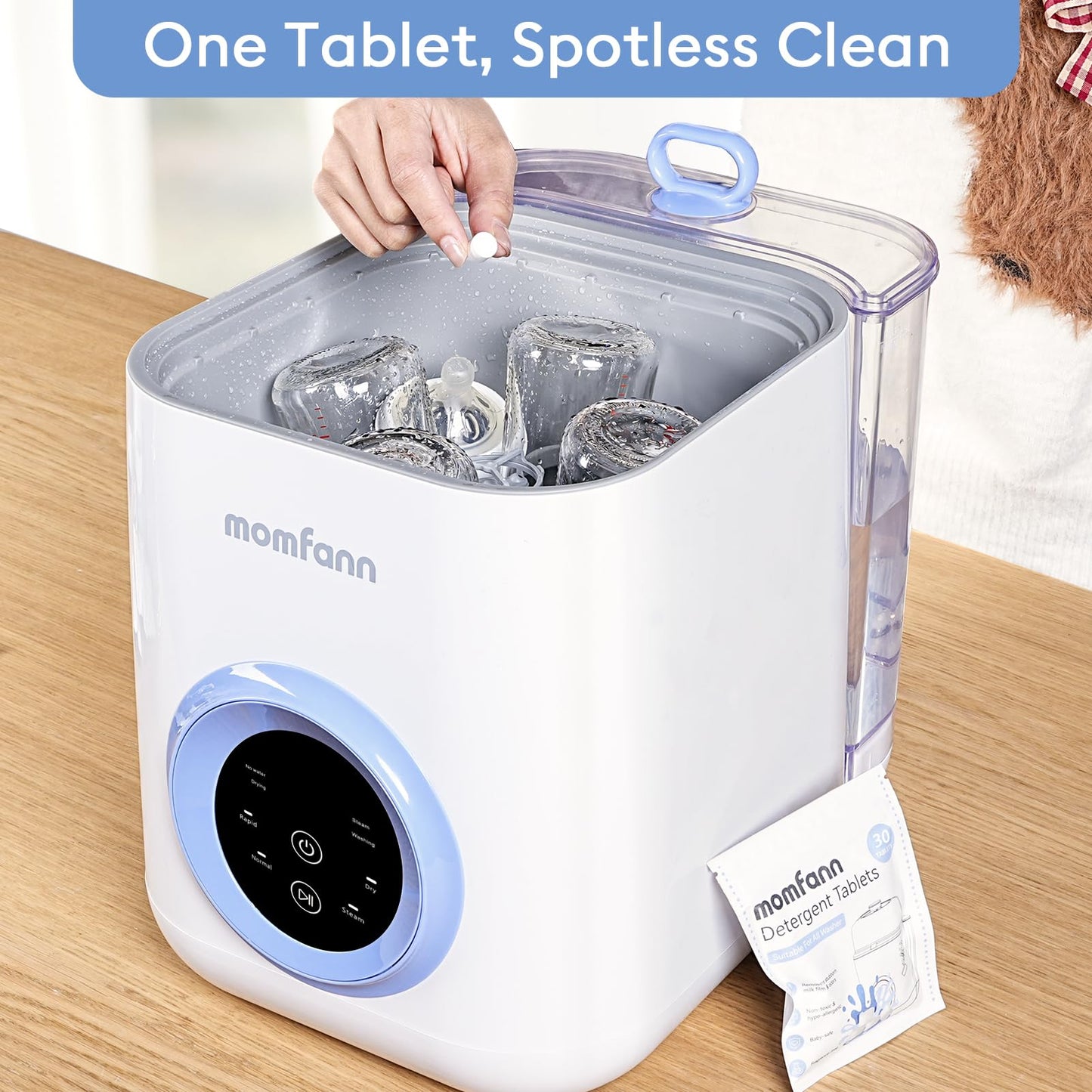 MOMFANN Baby Bottle Washer with Sterilizer & Dryer – Rapid 19 Min Clean