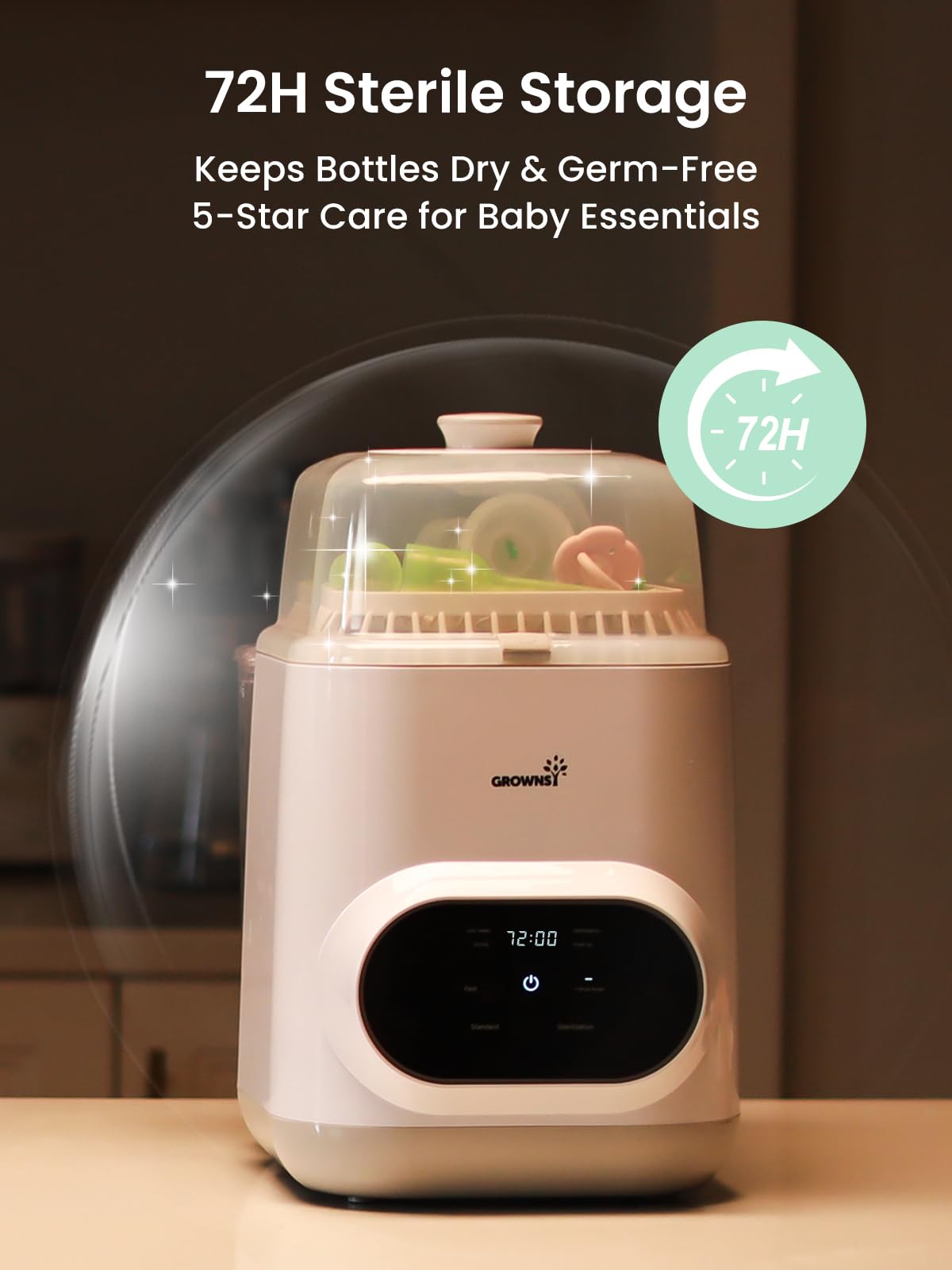 Grownsy EaseClean Bottle Washer Pro – Washer, Sterilizer & Dryer Combo