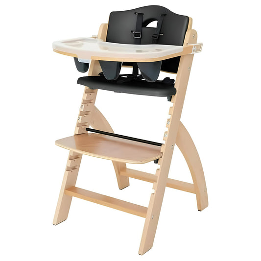 Abiie Beyond Junior Wooden Convertible High Chair with Tray – Natural/Black