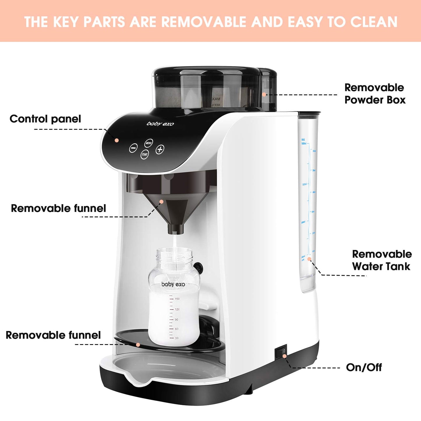 BabyEXO Automatic Formula Dispenser & Warmer – Electric Mixing Machine